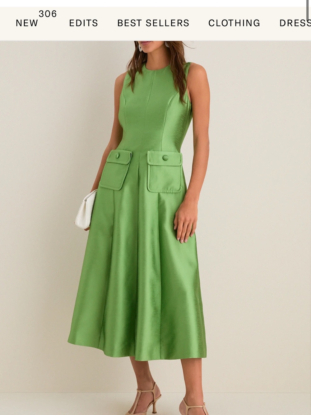 Tuckernuck Pistachio Sleeveless Midi Dress with Patch Pockets - Picture 2 of 7